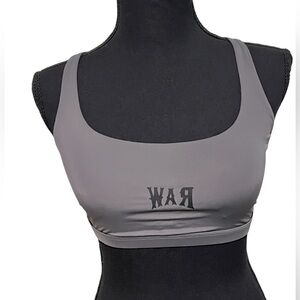 Rawgear Women's Double Cross Back Athletic Fitness War Sport Bra Size Small Gray